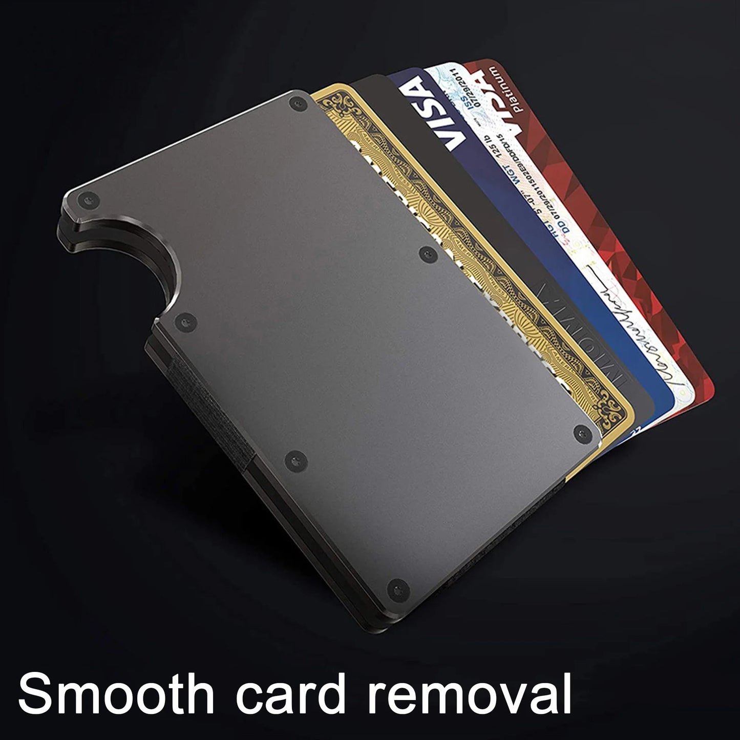 NKZNKZ Men's Aluminum Metal Slim Wallet - RFID Blocking Credit Card Holder in Black