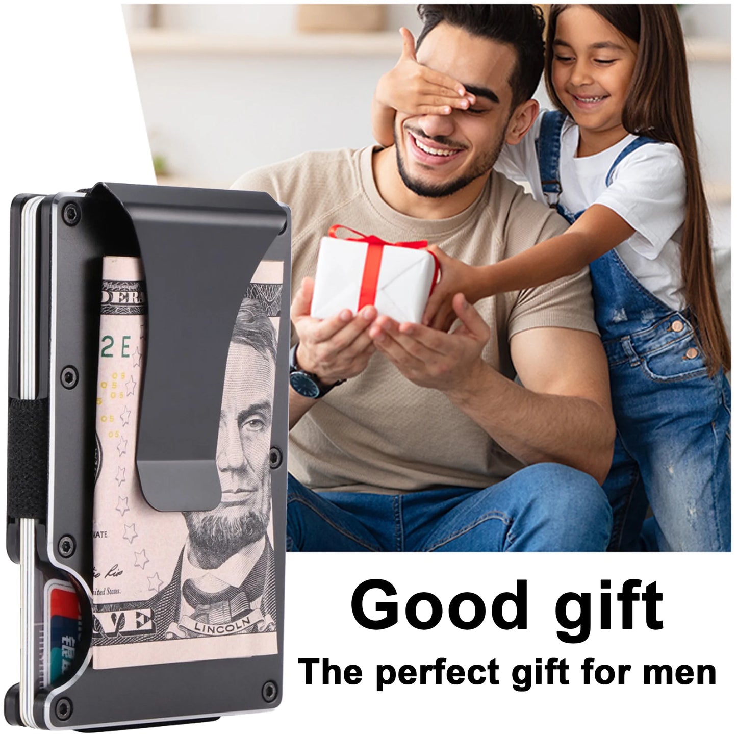 NKZNKZ Men's Aluminum Metal Slim Wallet - RFID Blocking Credit Card Holder in Black