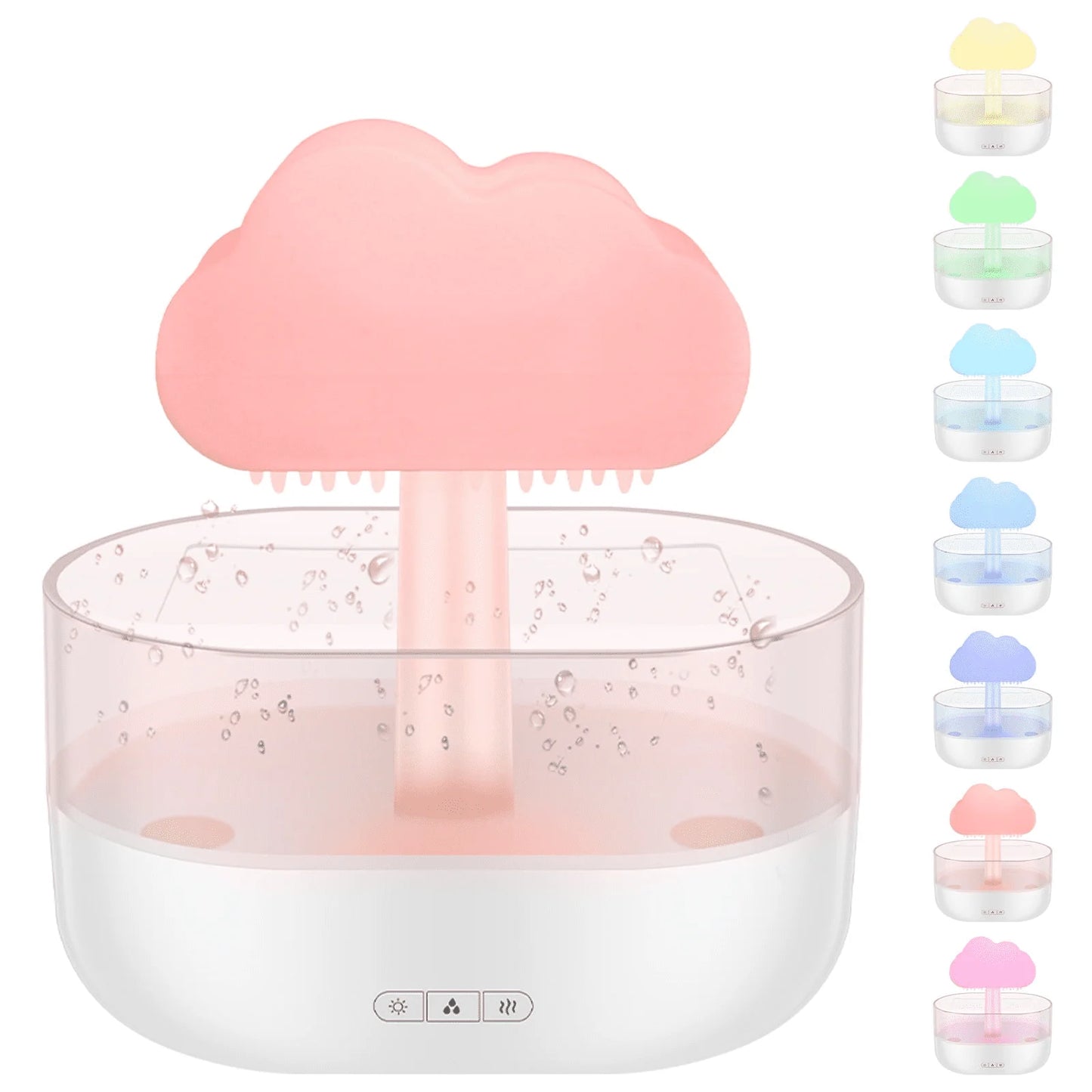 Rain Cloud Humidifier with 7-Color LED Lighting and Aromatherapy Diffuser, Timing Water Drip Waterfall Lamp (White)