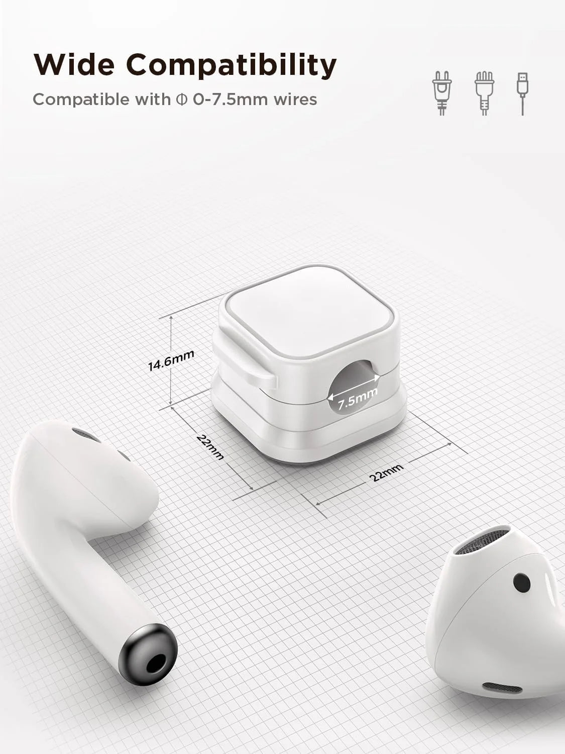 Mini Magnetic Cable Clips - Cord Organizer for Home, Office, Desk, Car, and More (Set of 6)