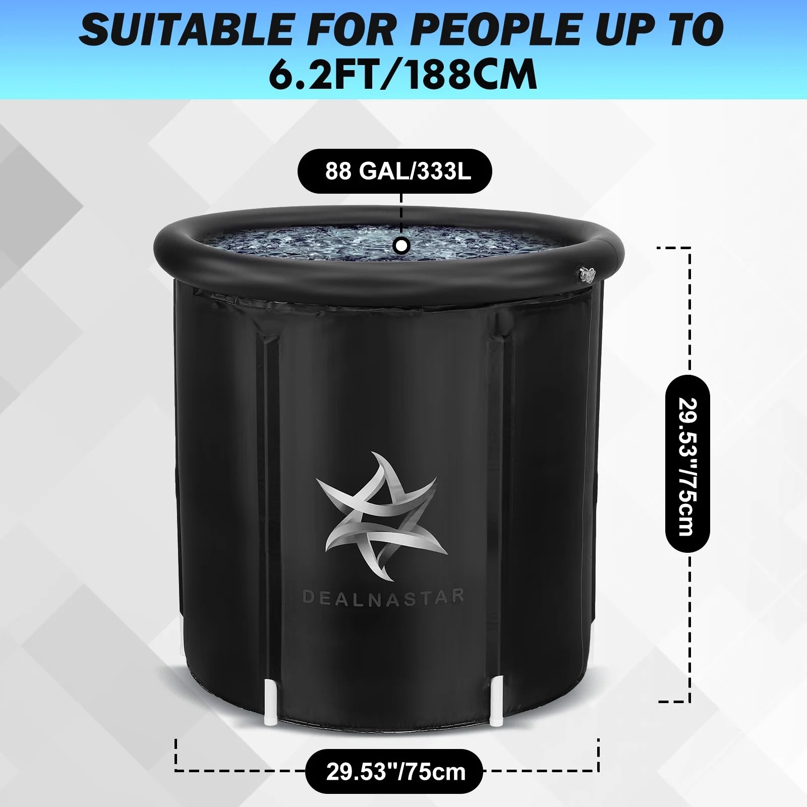 DEALNASTAR Inflatable Portable Ice Bath Tub, 88 Gallon Cold Plunge for Athletes - Durable Design for Indoor and Outdoor Use