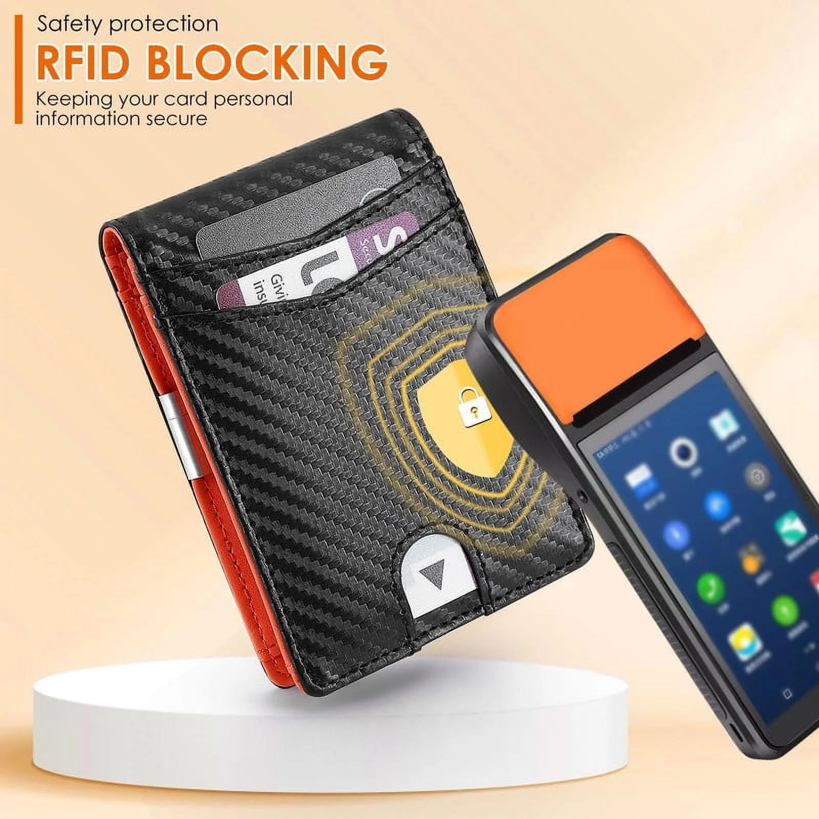 Men's Slim RFID Blocking Wallet with Money Clip, Leather Front Pocket Card Holder, 11 Card Slots, ID Window, Minimalist Bifold Wallet for Gifting