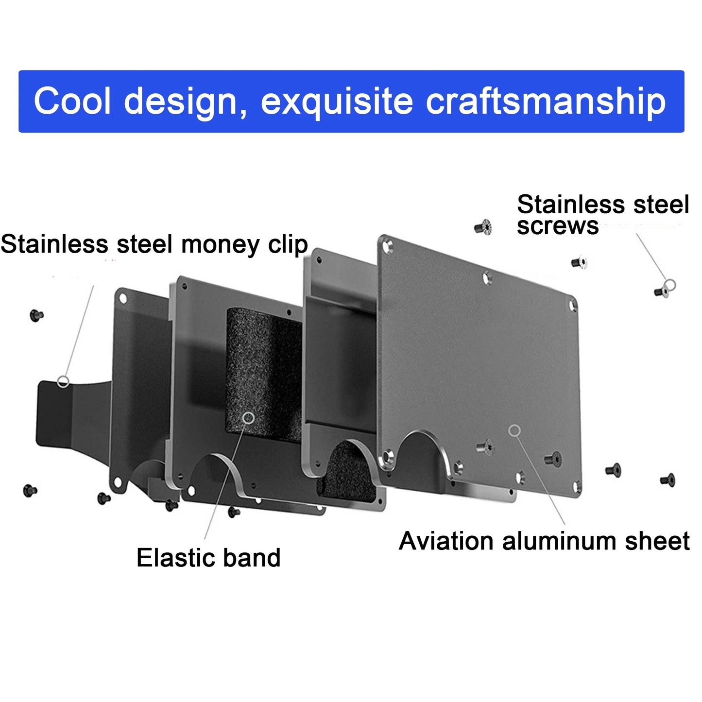 NKZNKZ Men's Aluminum Metal Slim Wallet - RFID Blocking Credit Card Holder in Black