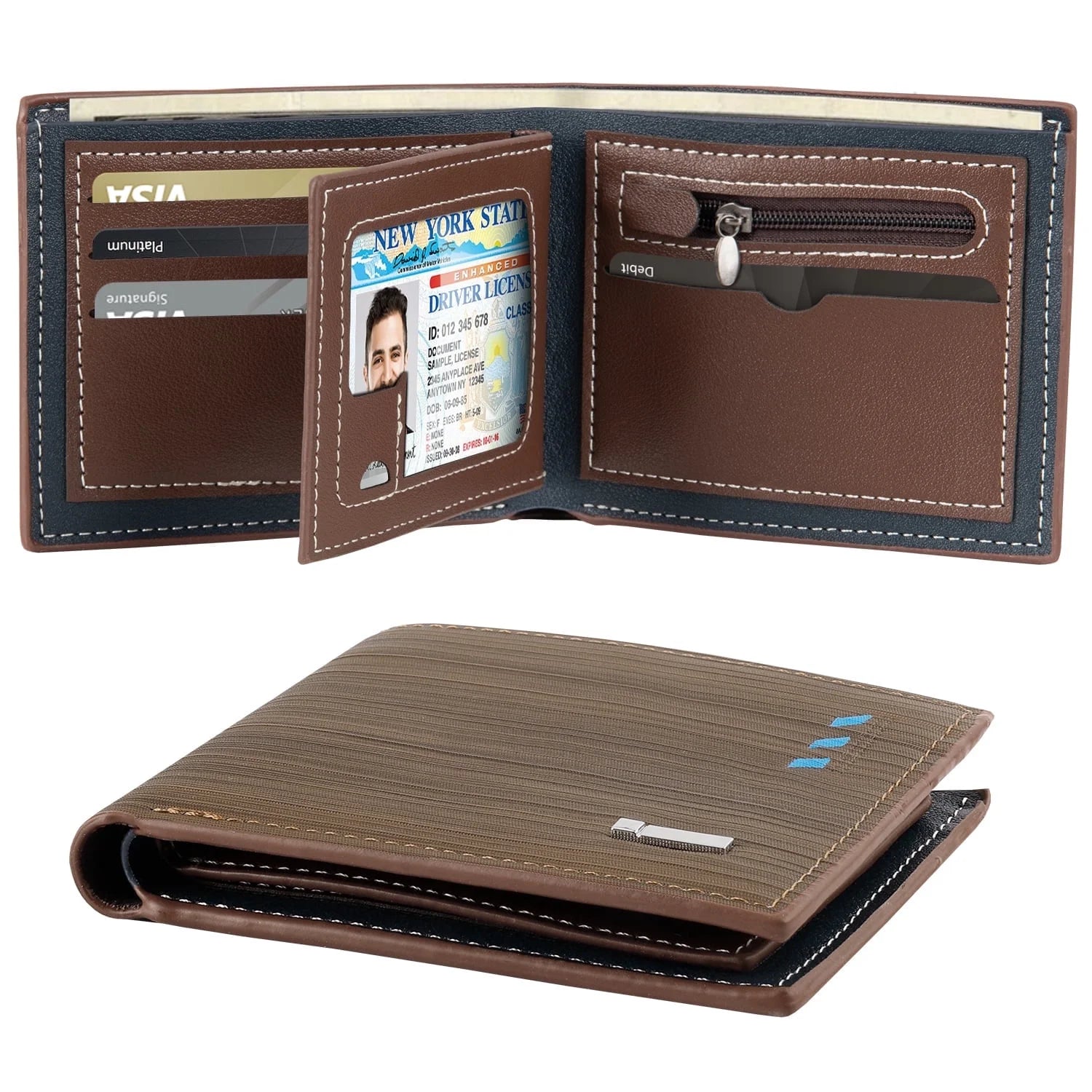 Cshidworld Men's RFID Bifold Wallet - Slim Minimalist Design with 7 Credit Card Slots and ID Window, Ideal Gift for Him