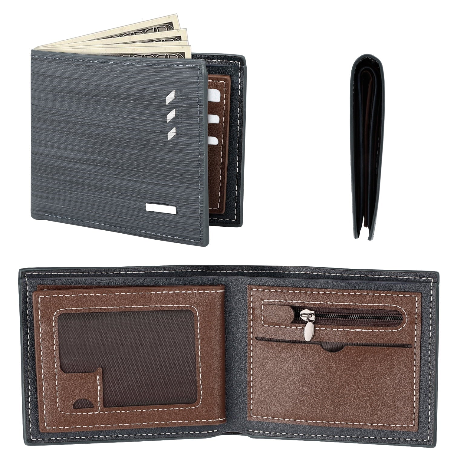 Cshidworld Men's RFID Bifold Wallet - Slim Minimalist Design with 7 Credit Card Slots and ID Window, Ideal Gift for Him