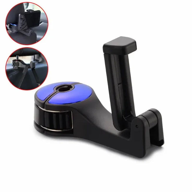 3 in 1 Car Vehicle Back Seat Headrest Hook Mobile Phone Holder Portable Seat Back Hanger Hook for Bag Purse Cloth Grocery