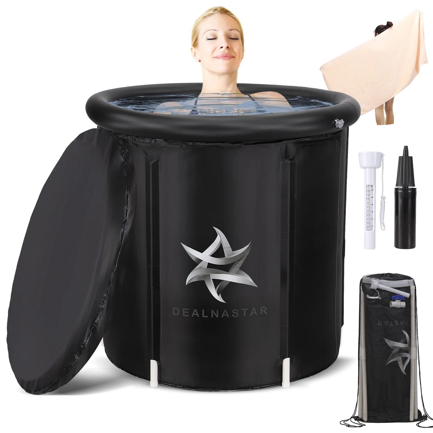 DEALNASTAR Inflatable Portable Ice Bath Tub, 88 Gallon Cold Plunge for Athletes - Durable Design for Indoor and Outdoor Use