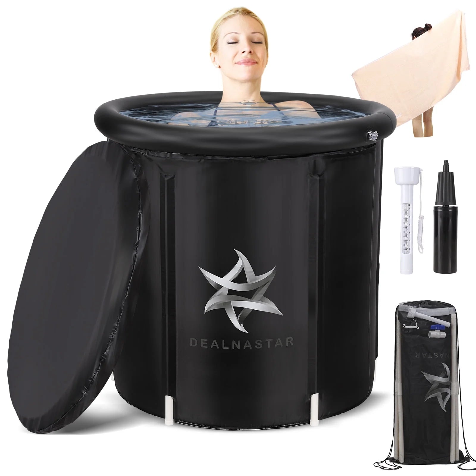 DEALNASTAR Inflatable Portable Ice Bath Tub, 88 Gallon Cold Plunge for Athletes - Durable Design for Indoor and Outdoor Use
