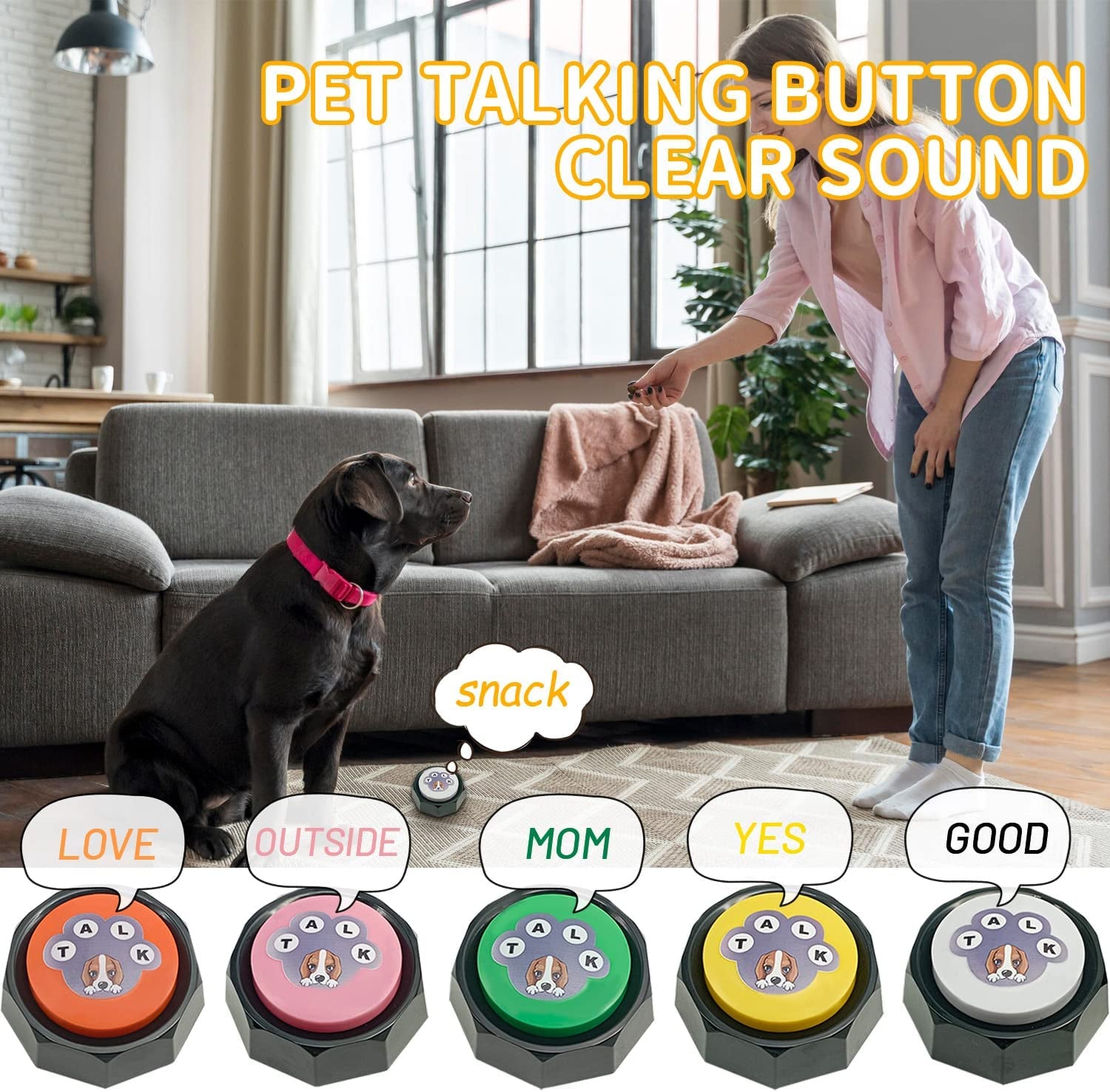 Pet Training Button, Dog Voice Training Buzzer, Dog Button, Dog Button for Communication Recordable Buttons - Train Your Dog to Say the Sounds They Need to Say! (8 Buttons)