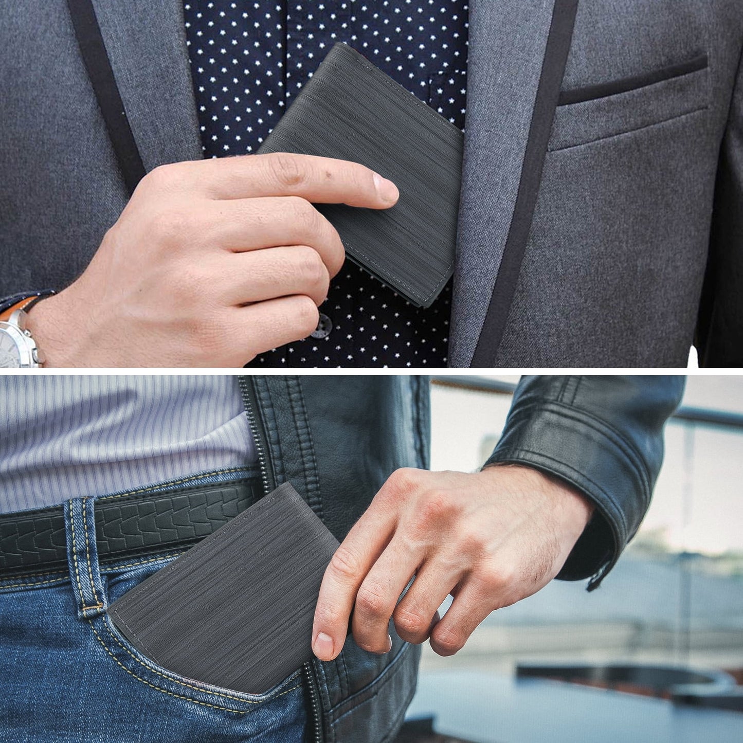 Cshidworld Men's RFID Bifold Wallet - Slim Minimalist Design with 7 Credit Card Slots and ID Window, Ideal Gift for Him