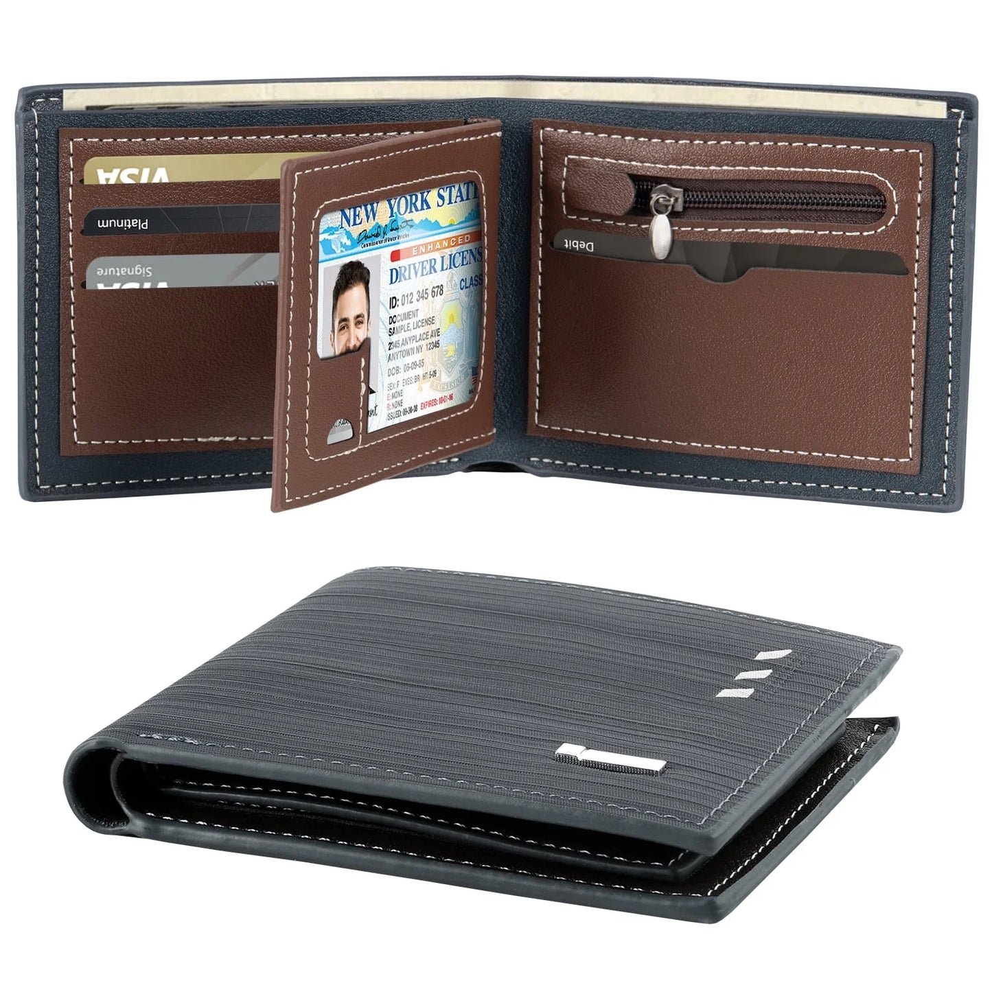 Cshidworld Men's RFID Bifold Wallet - Slim Minimalist Design with 7 Credit Card Slots and ID Window, Ideal Gift for Him