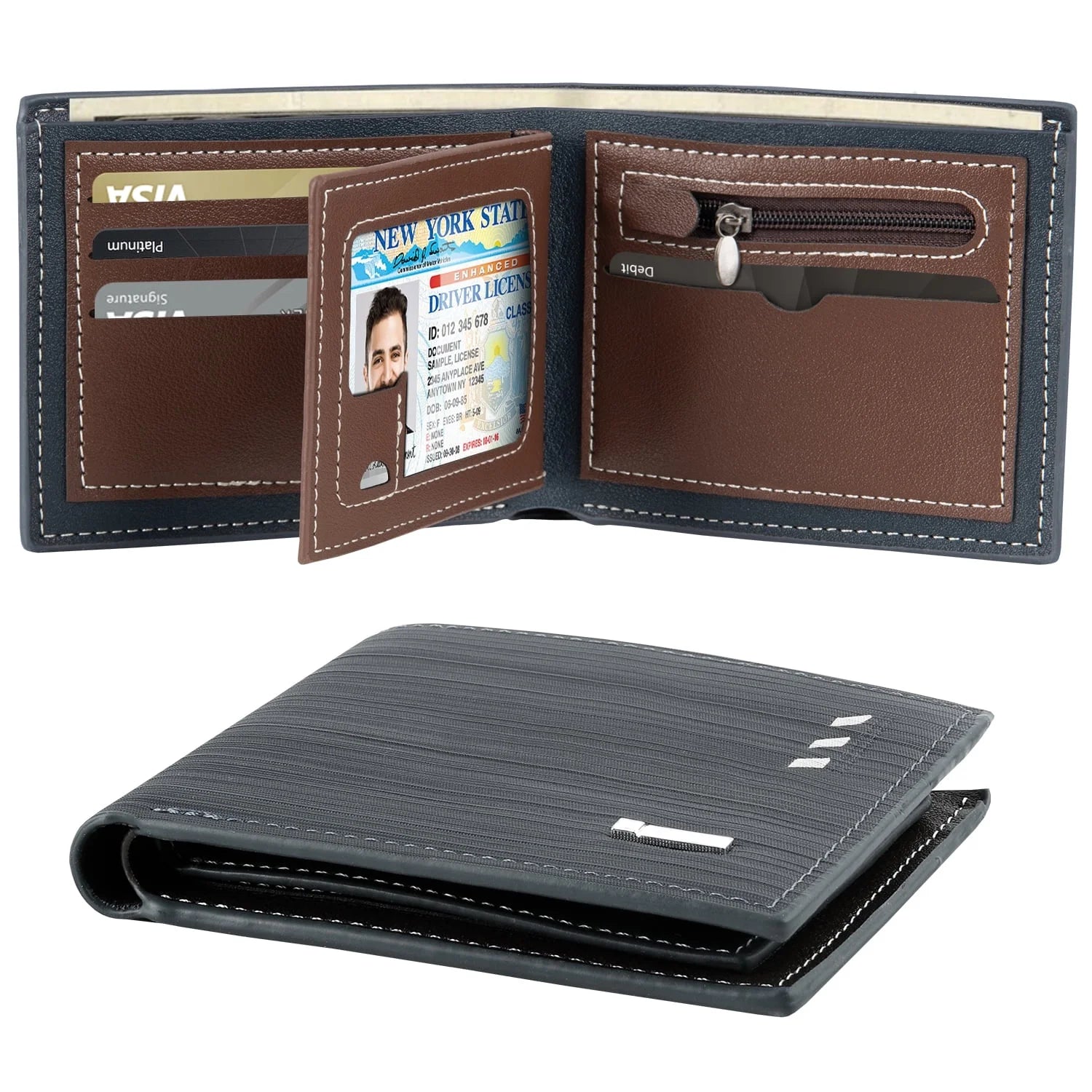 Cshidworld Men's RFID Bifold Wallet - Slim Minimalist Design with 7 Credit Card Slots and ID Window, Ideal Gift for Him