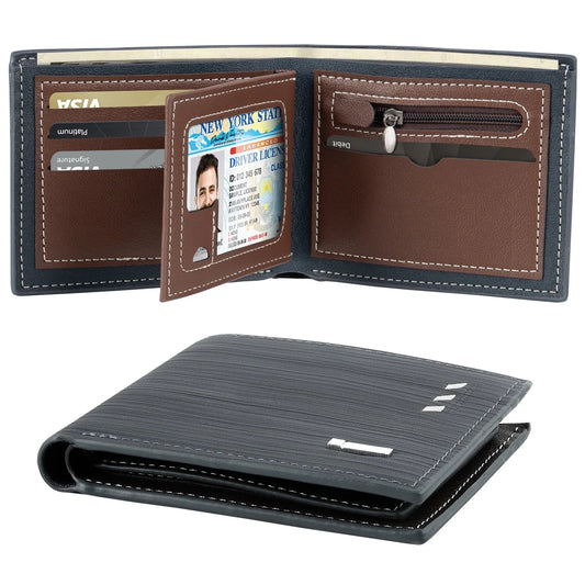 Cshidworld Men's RFID Bifold Wallet - Slim Minimalist Design with 7 Credit Card Slots and ID Window, Ideal Gift for Him