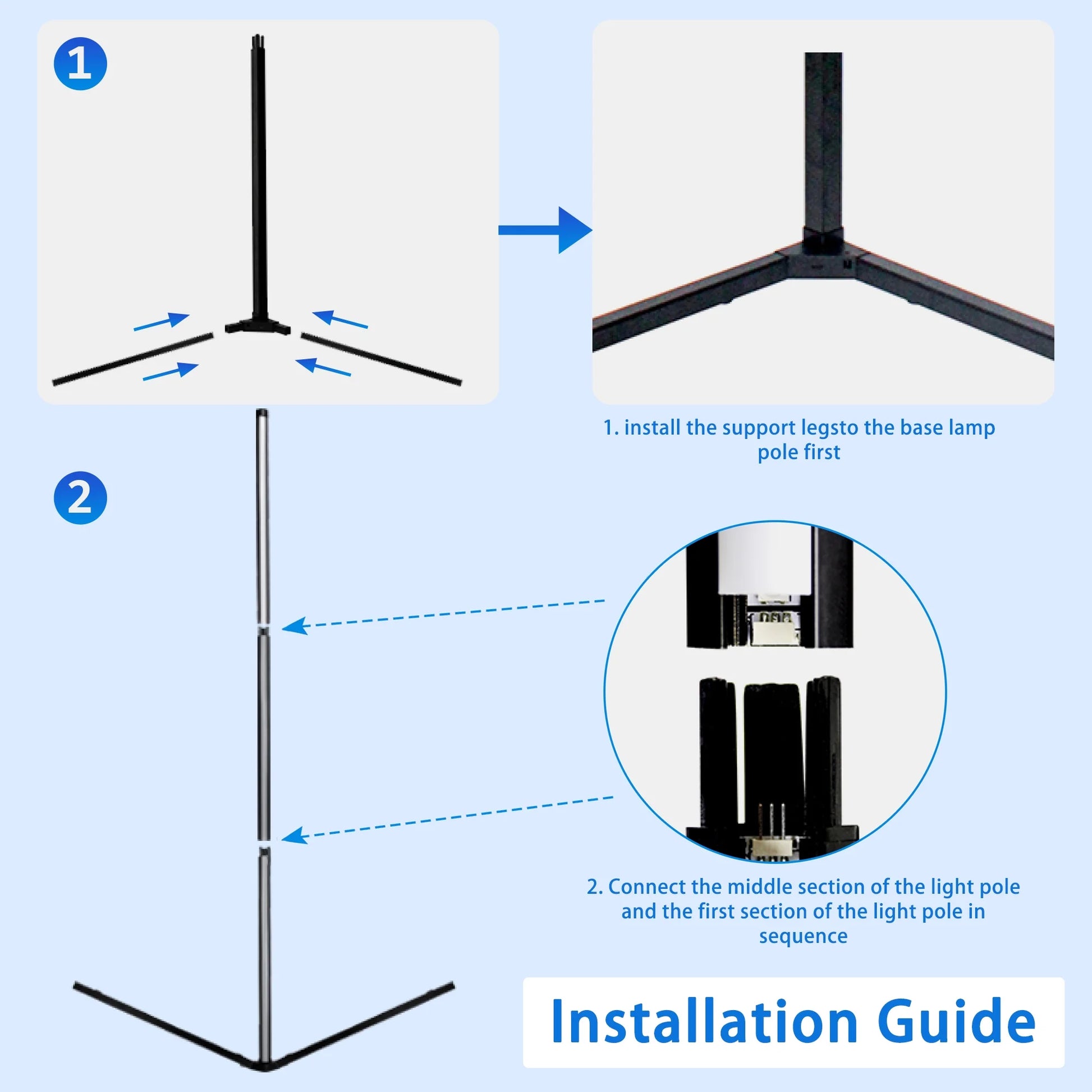 GUPUP Corner Floor Lamp with USB Plug-In, Music Sync Feature, and App Remote Control for Living Room