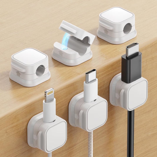 Mini Magnetic Cable Clips - Cord Organizer for Home, Office, Desk, Car, and More (Set of 6)